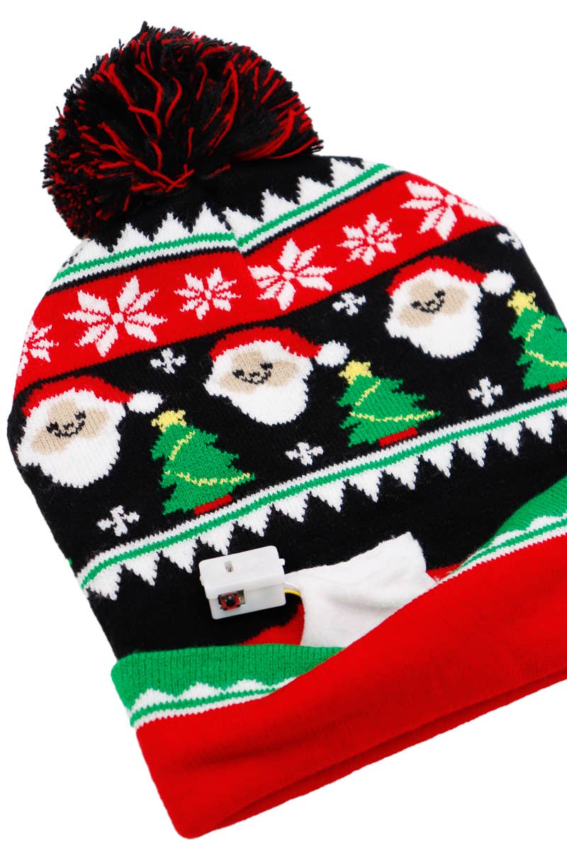 Christmas Led Light-Up Single Pom Beanie