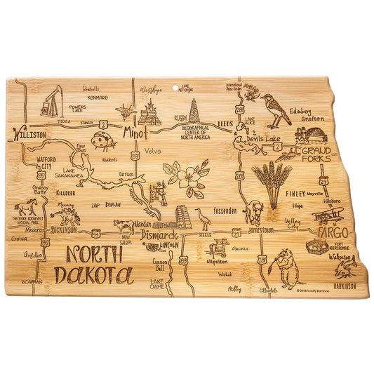 Destination North Dakota Cutting Board with Engraved Artwork