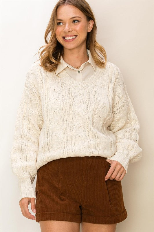 Instant Confidence Cable Knit Pullover Sweater