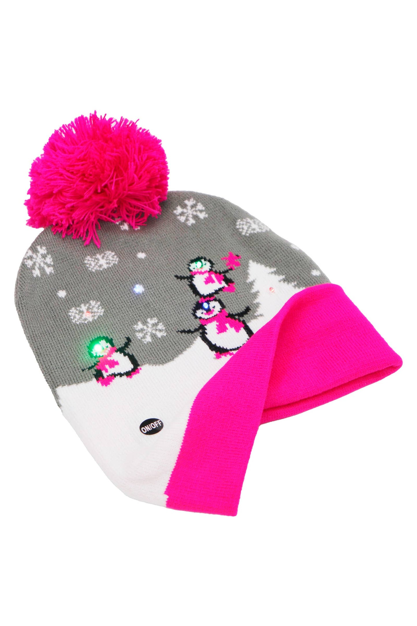 Christmas Festive LED Light-Up Cuffed Beanie