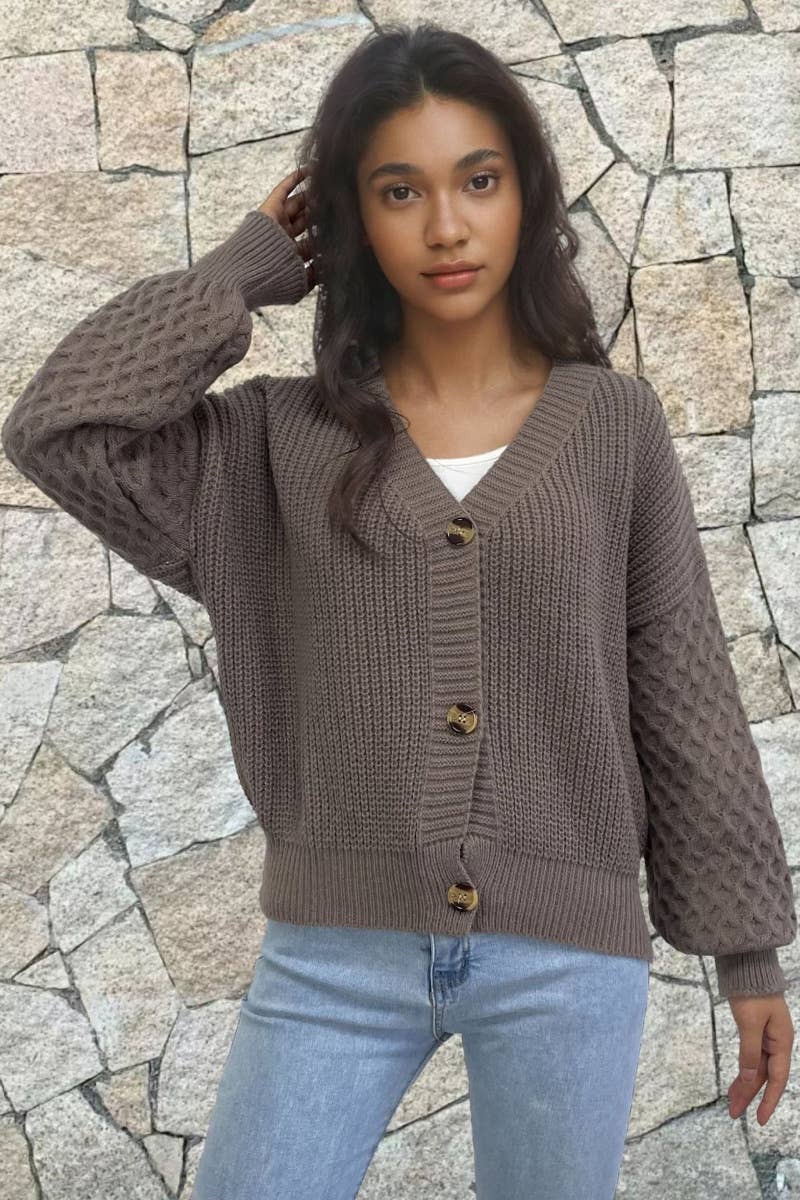 Vintage V-Neck Long Sleeve Cardigan Sweater