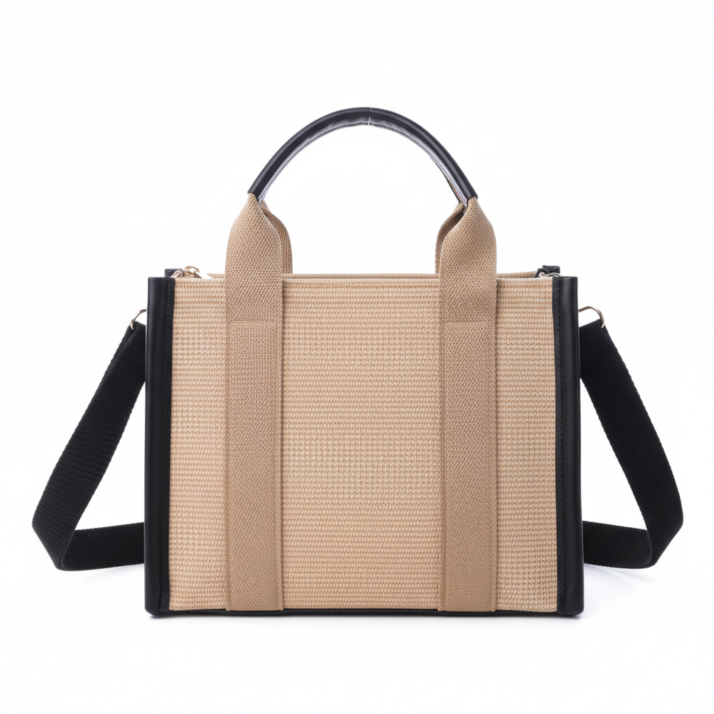 Canvas Tote Bag with Black Trim