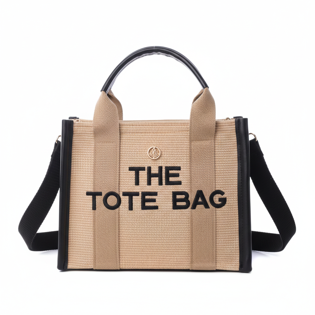 Canvas Tote Bag with Black Trim
