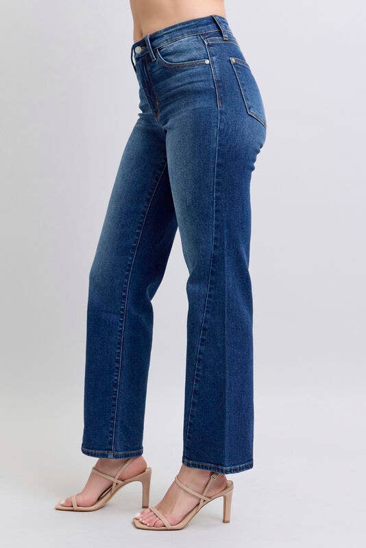 Judy Blue Mid Rise Side Seam Detail Straight Fit (28" inseam)