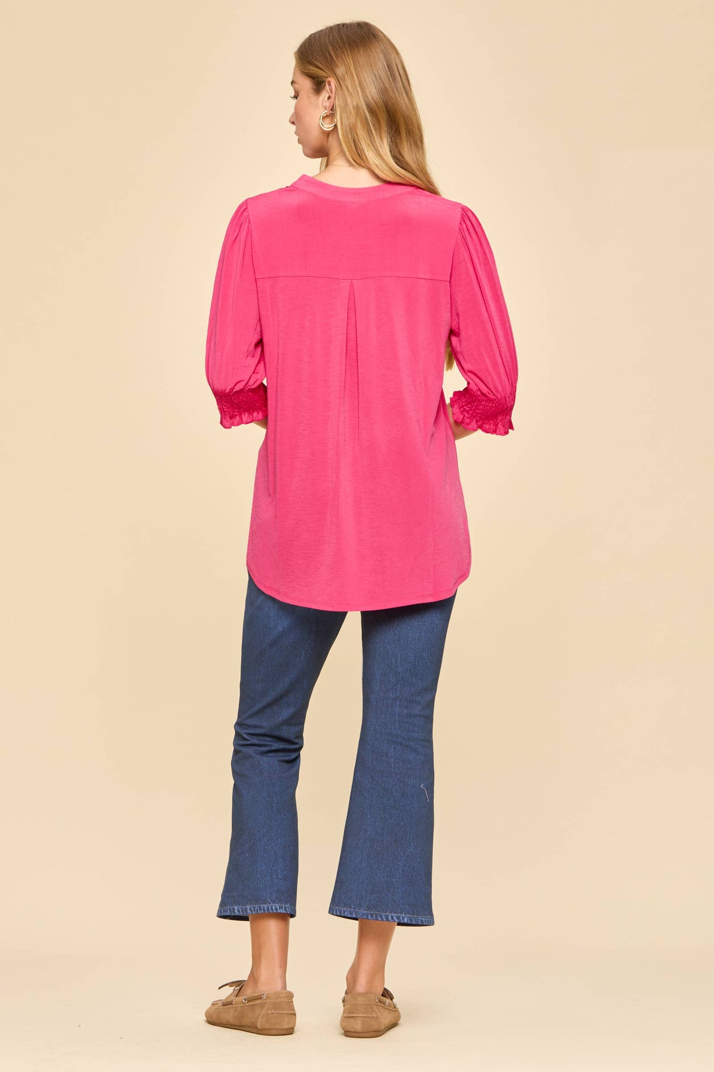 Smocked 3/4 Sleeve Lizzy Top
