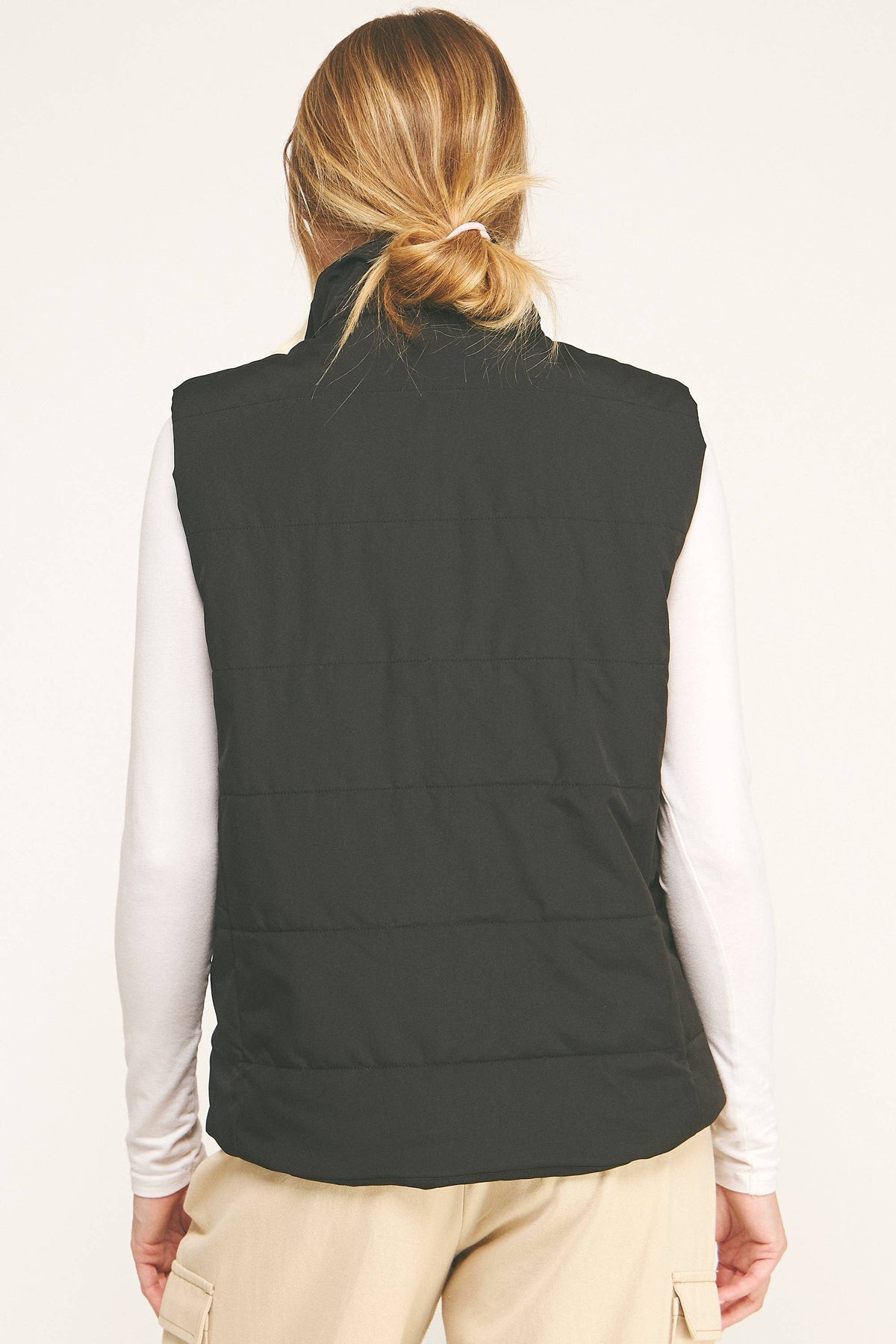 Contrast Zip Cropped Puffer Vest (variety of colors)