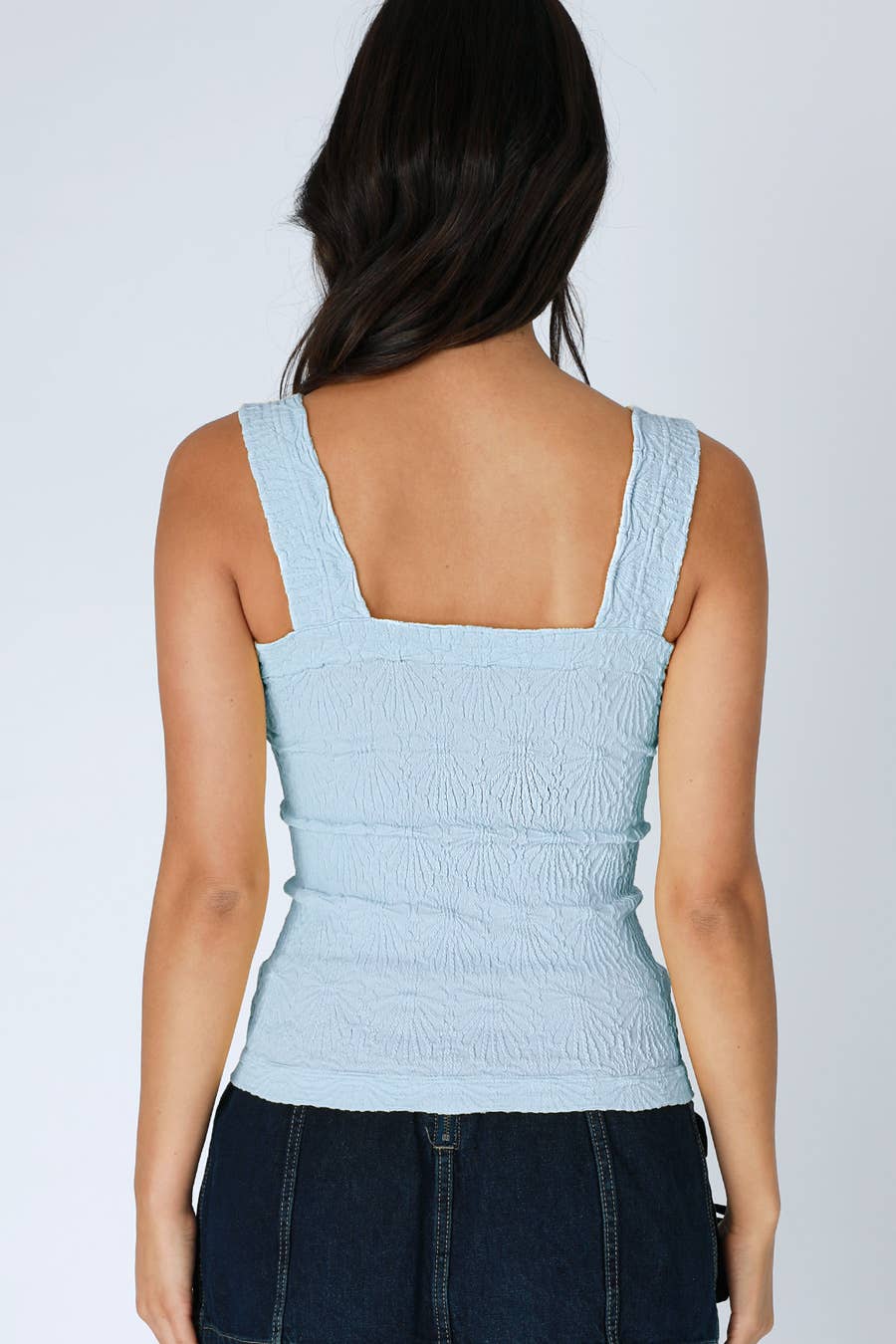 Lace Textured Square Top (Black & White)