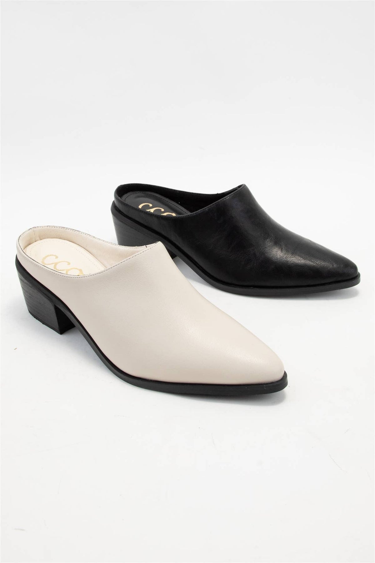 Gina Pointed Toe Mule Bootie with Stacked Heel
