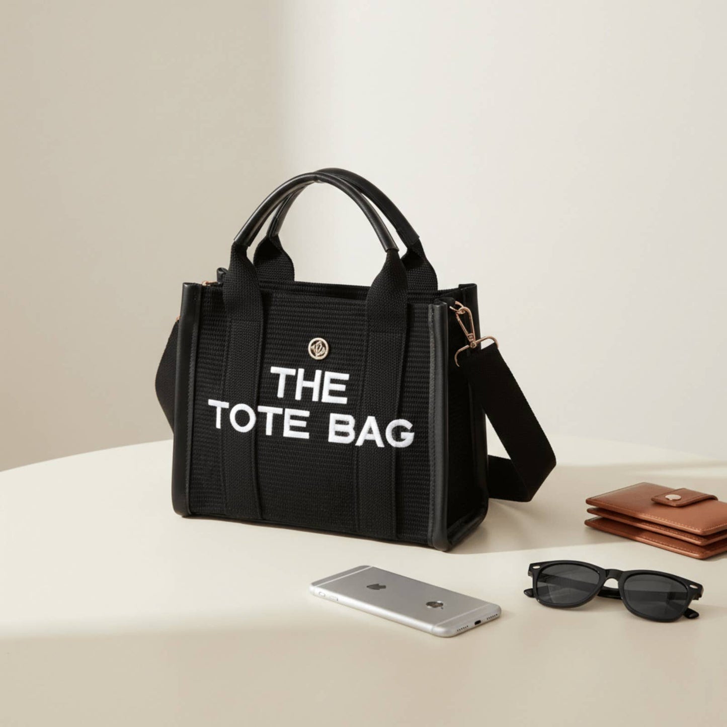 Canvas Tote Bag with Black Trim