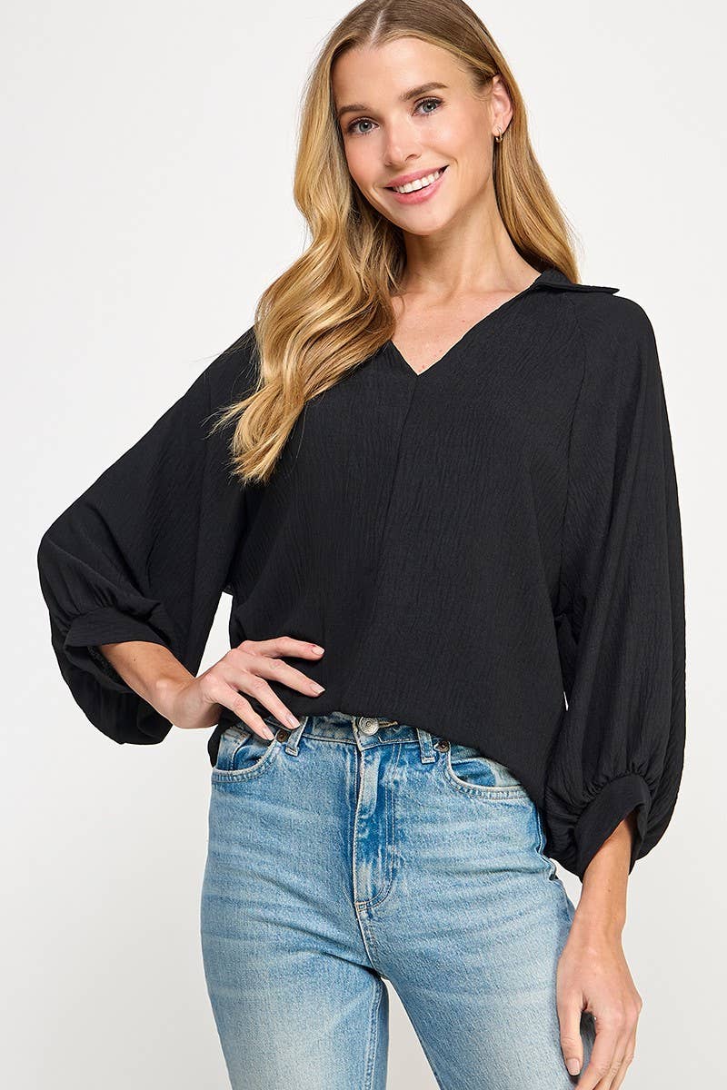 Solid Collared Blouse