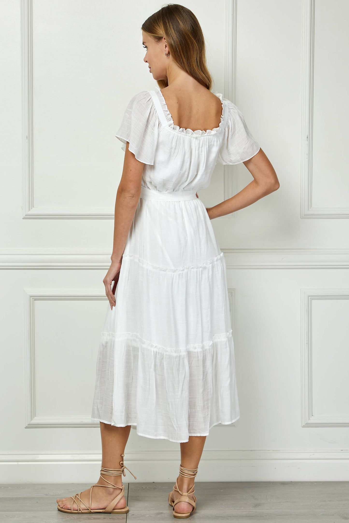 Ruffled Tiered Cropped Maxi Dress with Lining