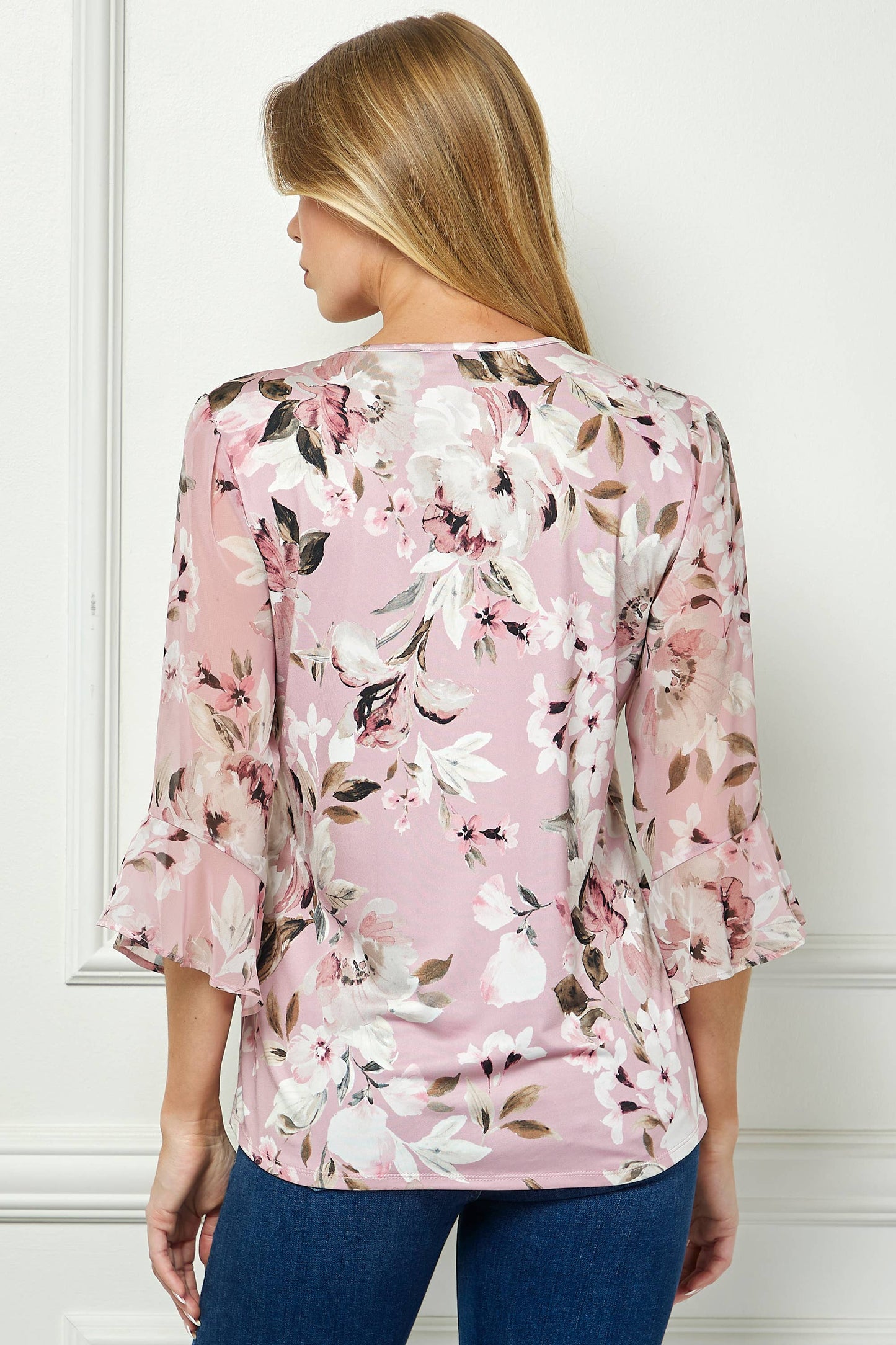 Everbloom Pleased Blouse w/ Chiffon Flare Sleeves