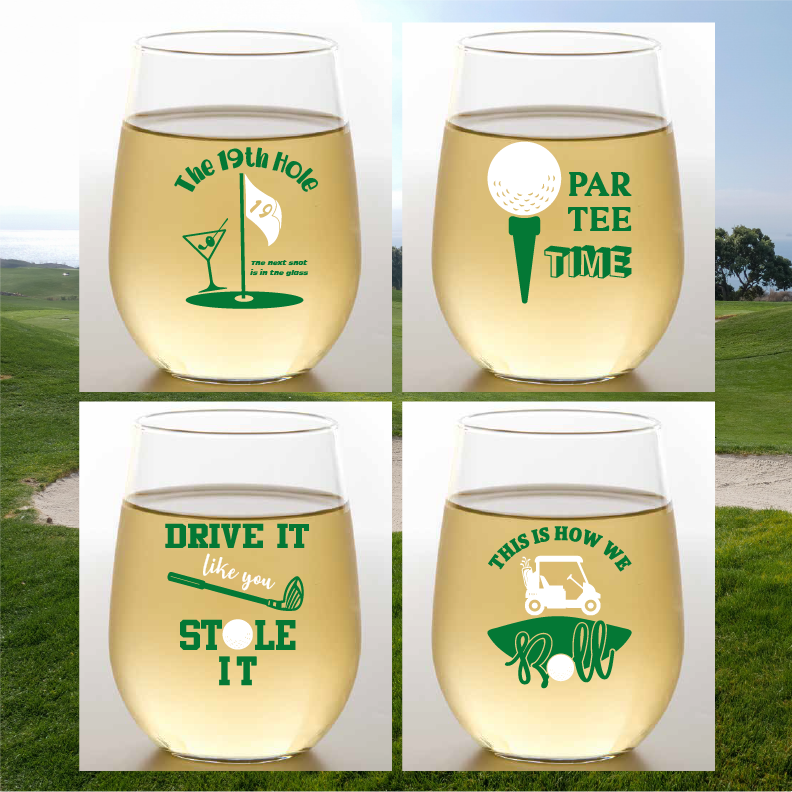 Golf Sayings Unbreakable Tritan Plastic Wine Glasses