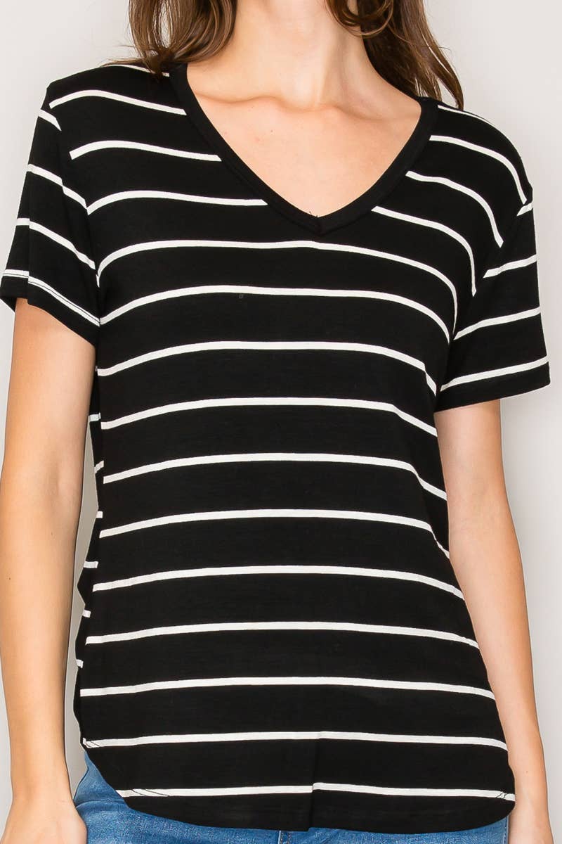 Casual V-Neck Striped Shirt
