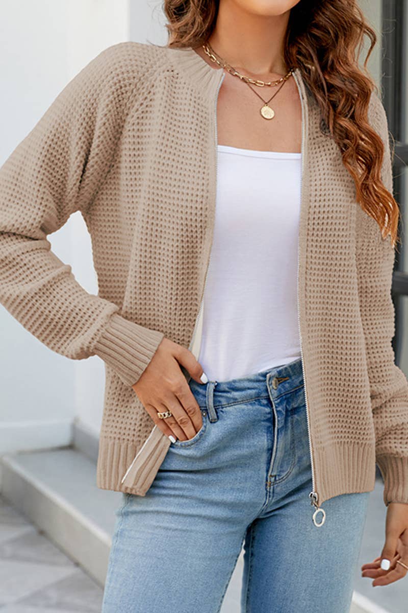 Zip-Up Long Sleeve Cardigan