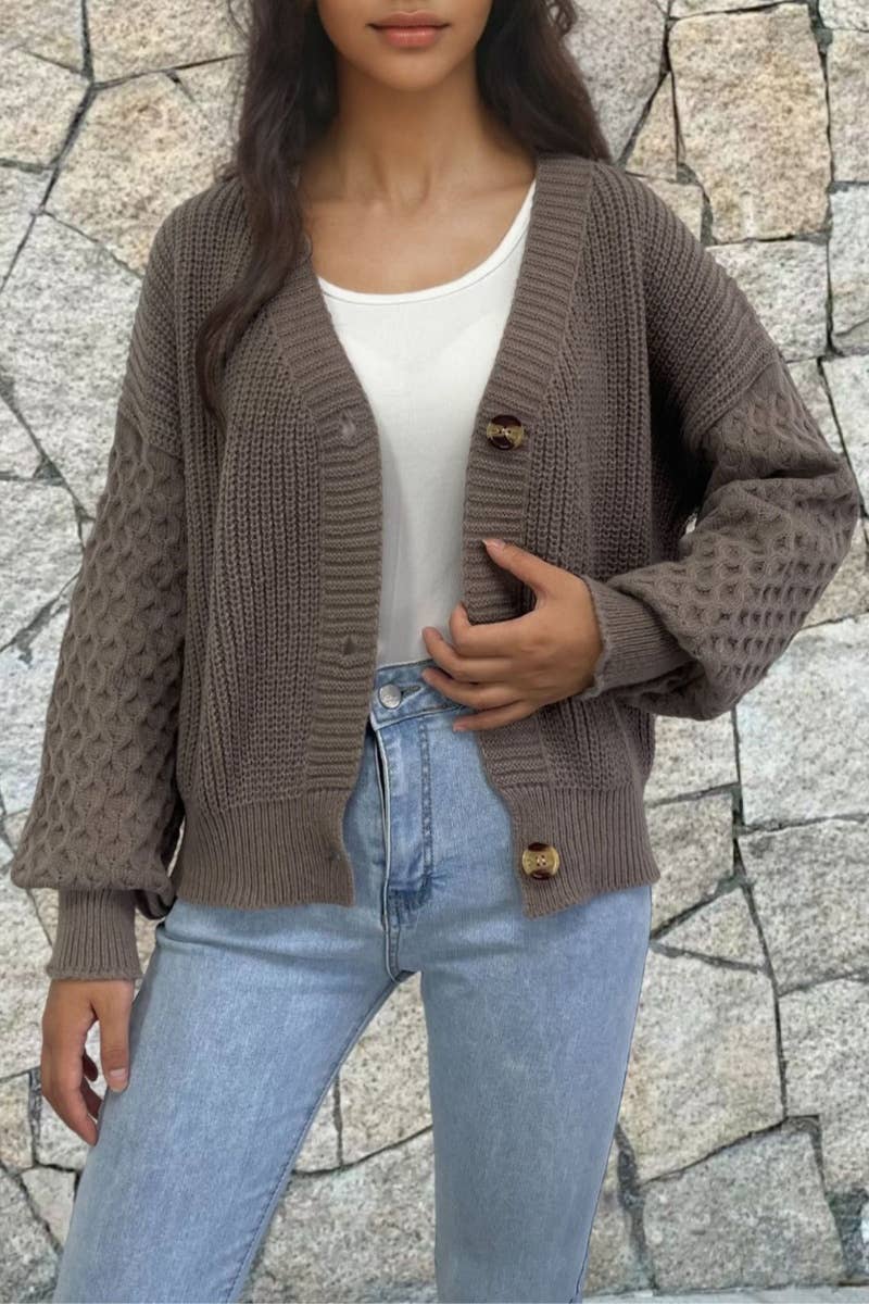 Vintage V-Neck Long Sleeve Cardigan Sweater