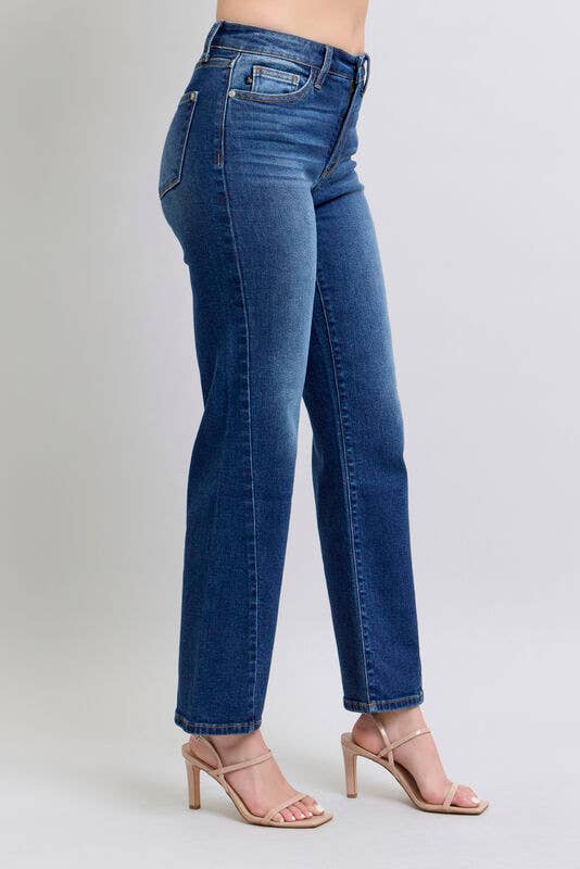 Judy Blue Mid Rise Side Seam Detail Straight Fit (28" inseam)