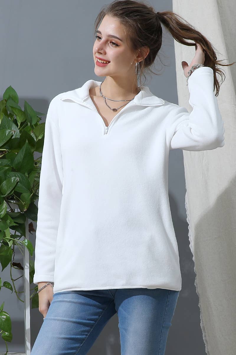 Zip Neck Lightweight Pullover Sweatshirt
