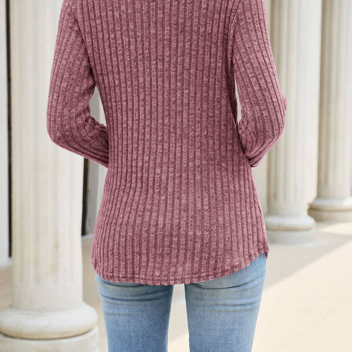 Women's Crew Neck Sweater W/ Sleeve Detail