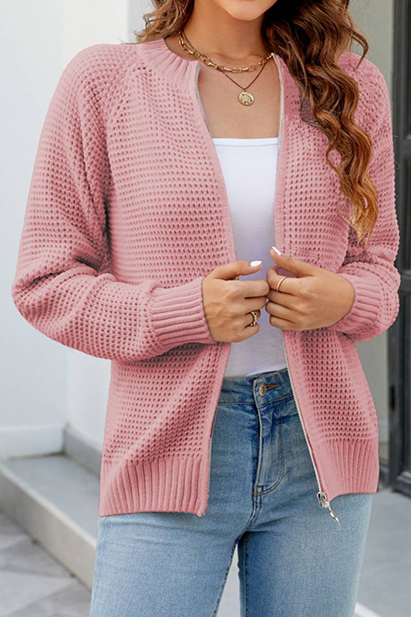 Zip-Up Long Sleeve Cardigan