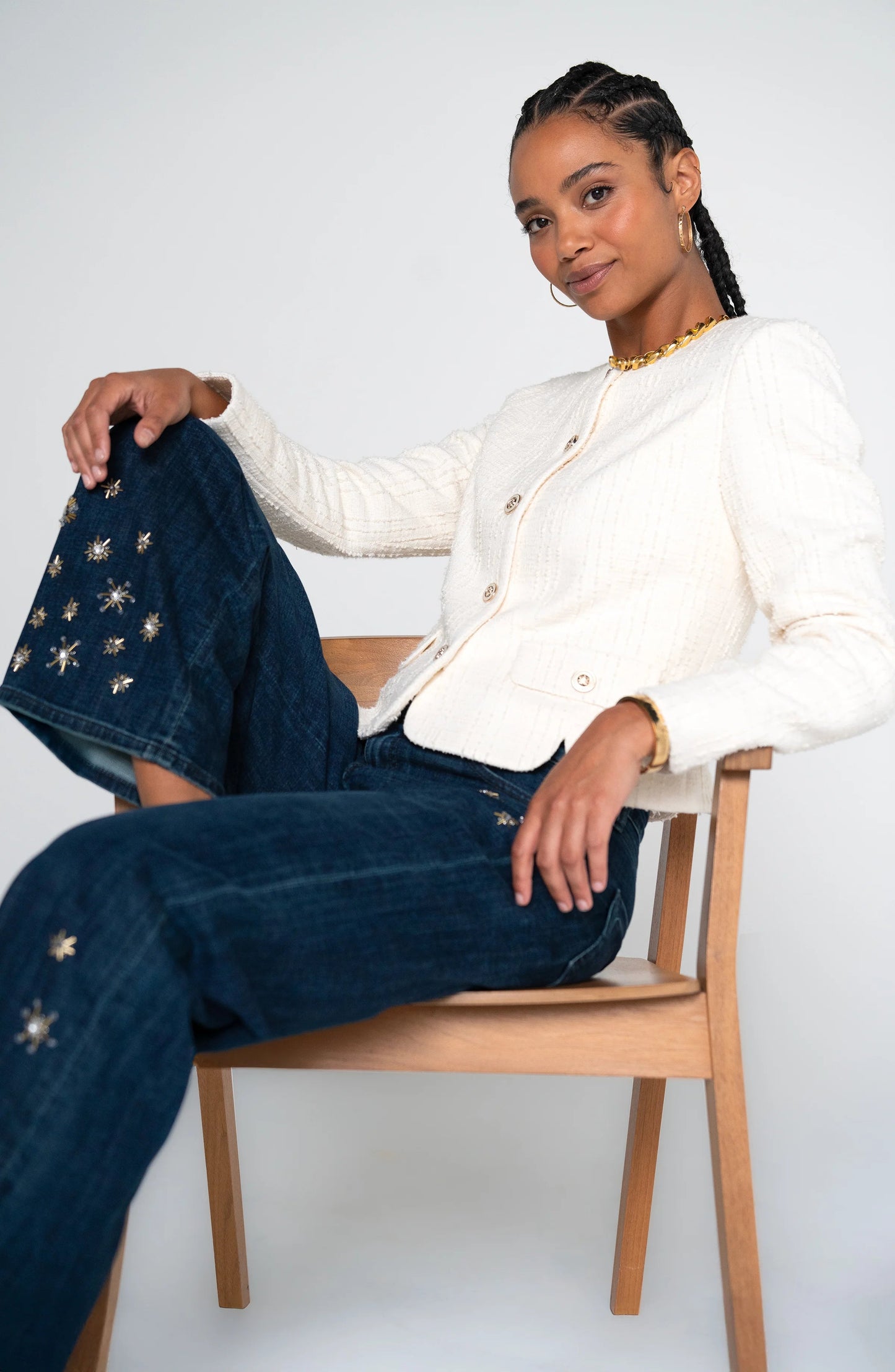 Liverpool Stride Wide Leg (30" inseam) (Crystal Snowflake)