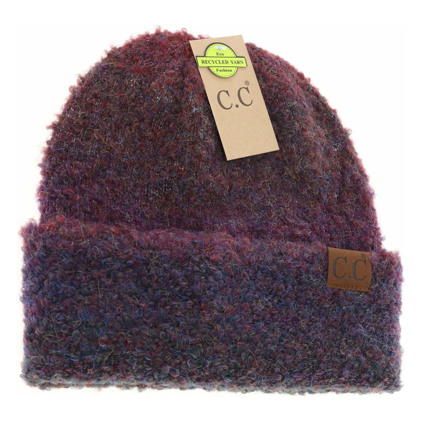 C.C. Beanie Multi-colored Slouchy Mohair Cuffed