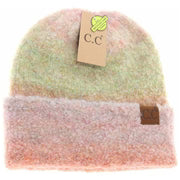 C.C. Beanie Multi-colored Slouchy Mohair Cuffed