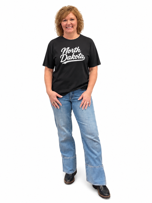 North Dakota Short Sleeve Puff T-Shirt (Black & Green)