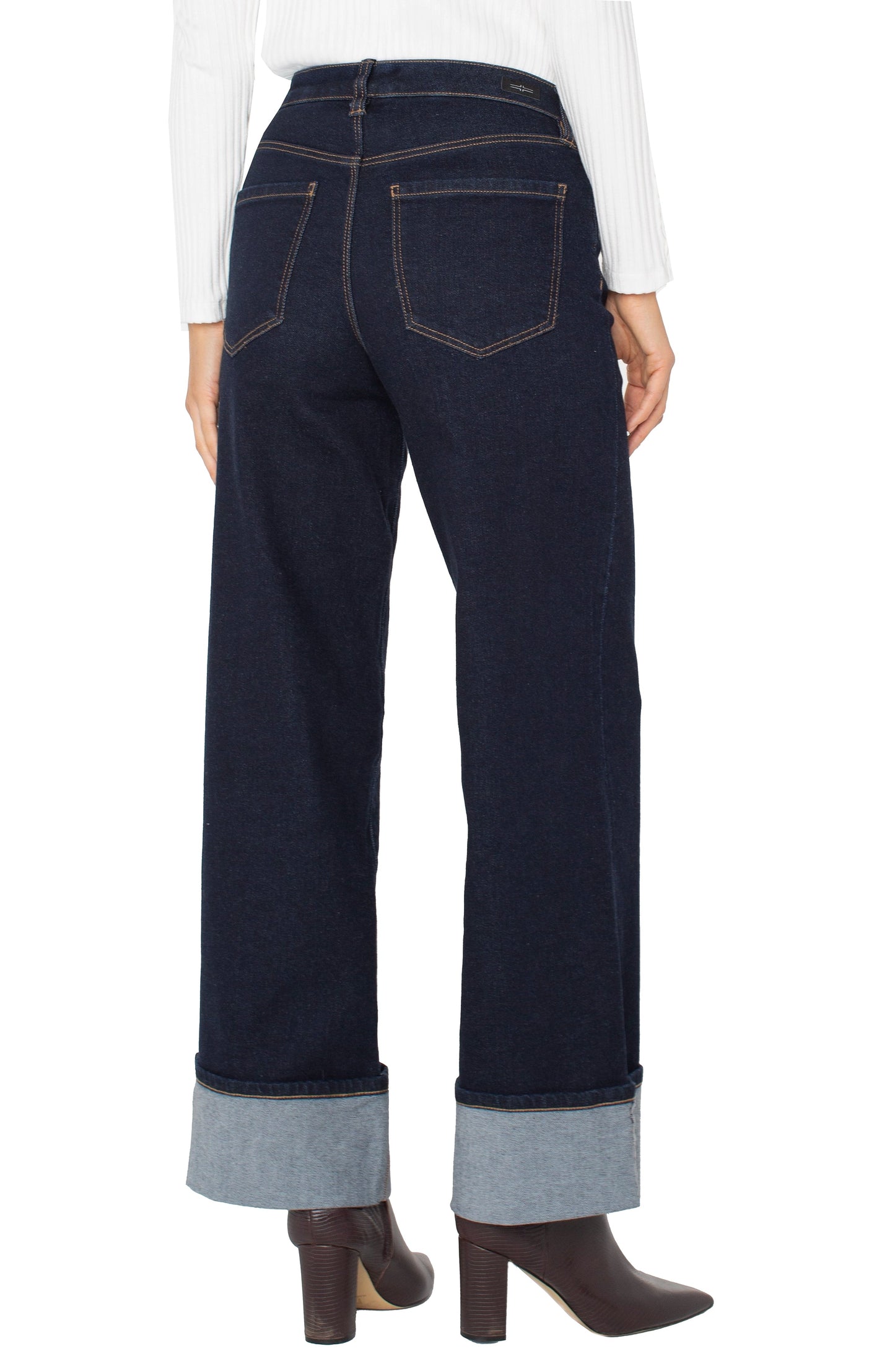 Liverpool Morgan Cuffed Wide Leg (30" inseam) (Indigo Rinse)