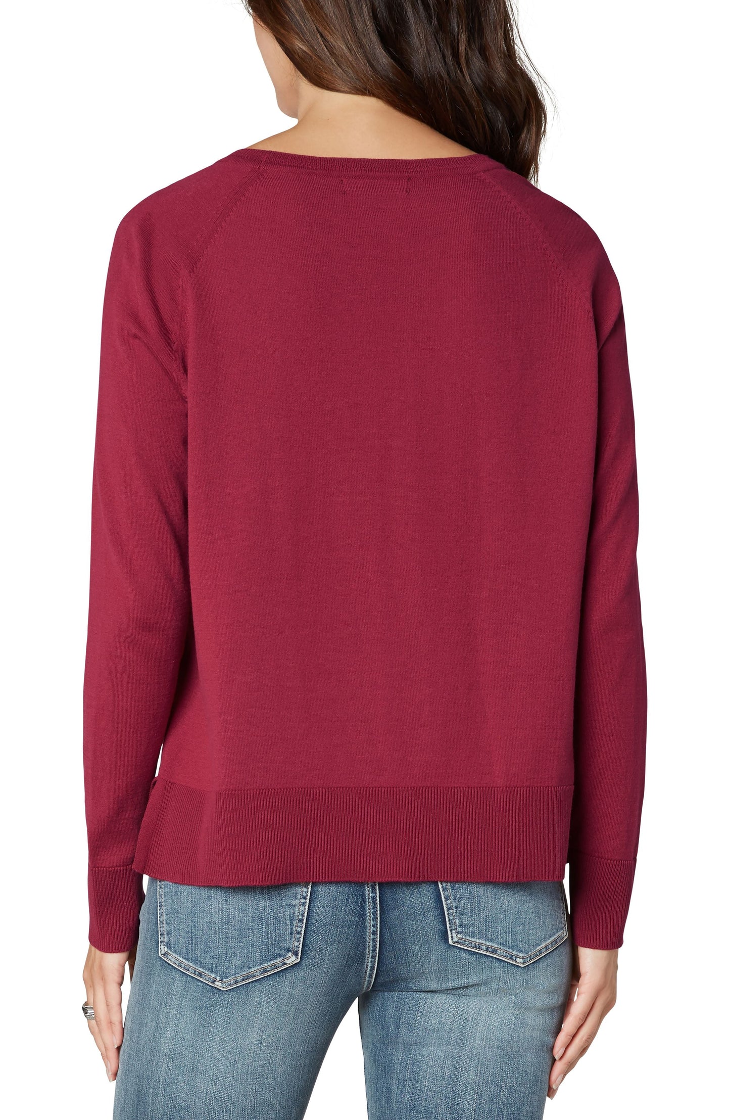 Liverpool Raglan Long Sleeve Sweater (Saffron Heather and Raspberry)