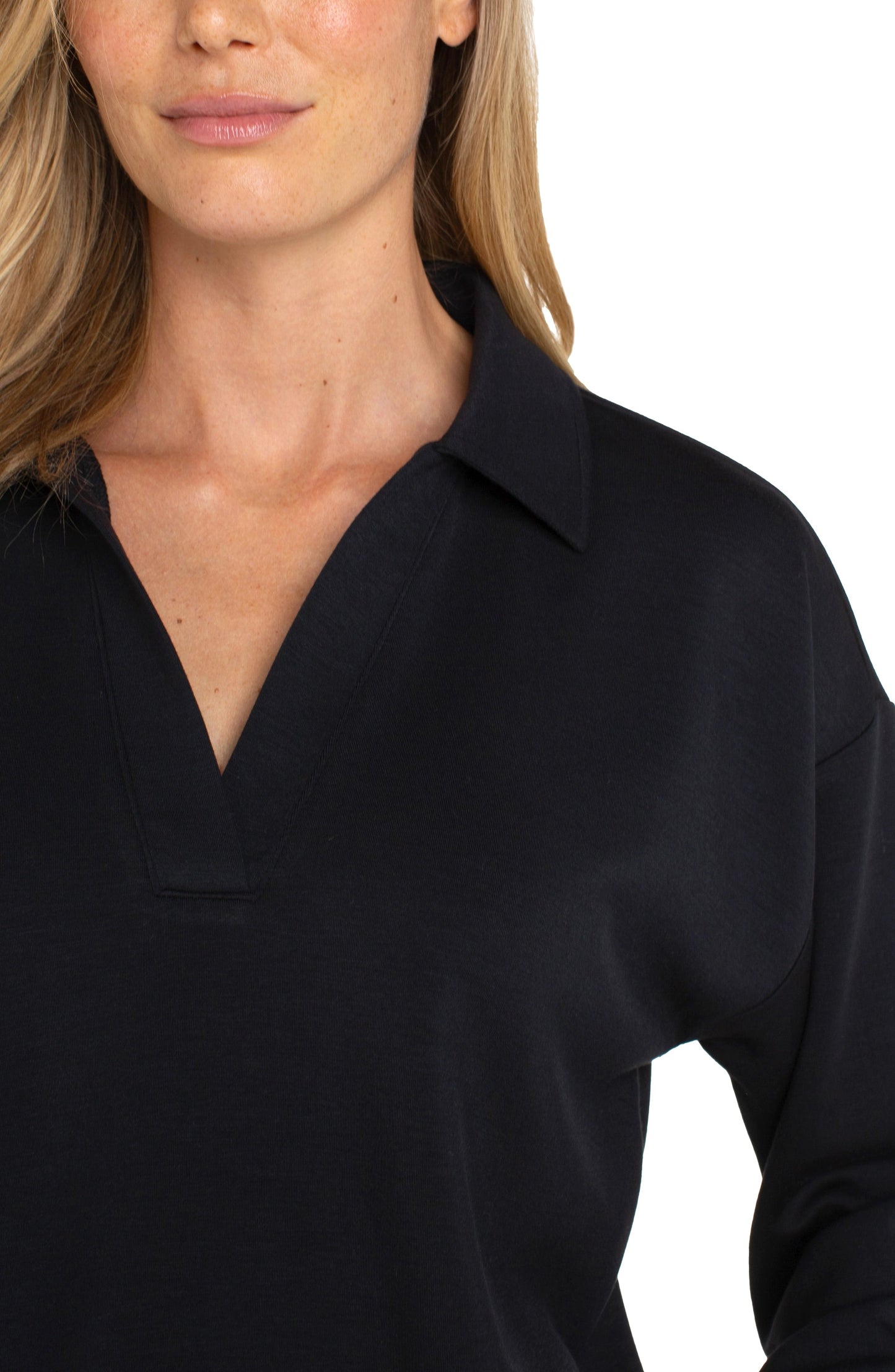 Liverpool V-neck Popover with Collar (Black)