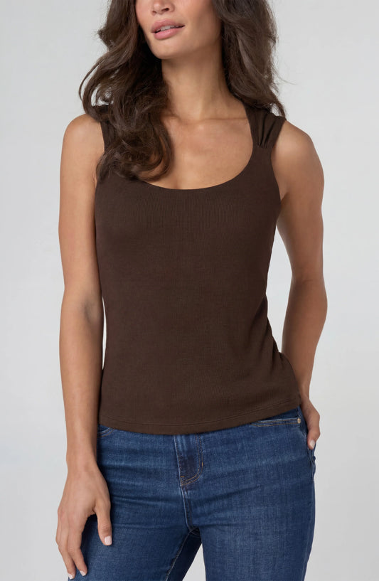 Liverpool Sleeveless Built-in Bra Knit Top (Dark Espresso)