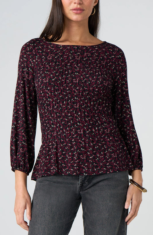 Liverpool 3/4 Sleeve Smocked Knit Top