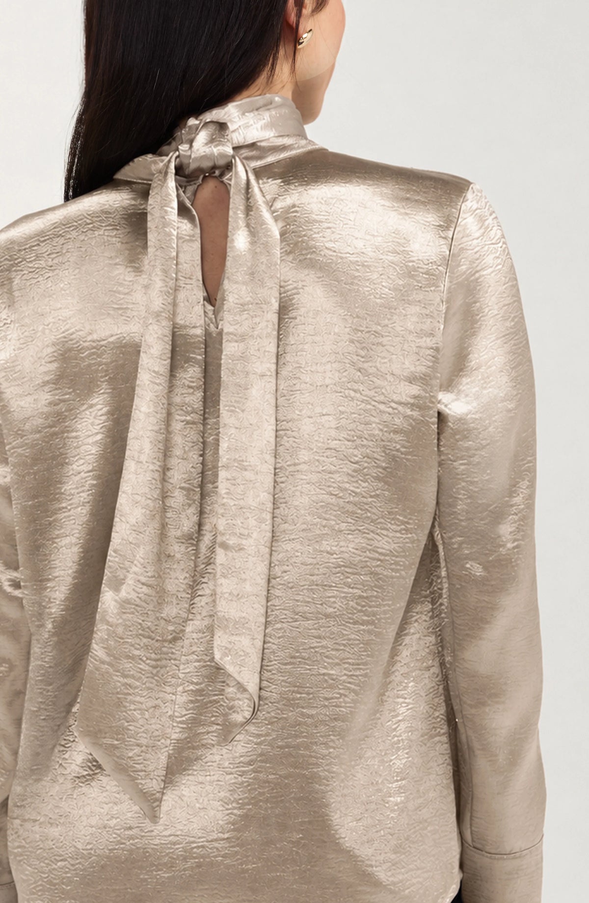 Liverpool Long Sleeve Woven Blouse W/ Back Necktie