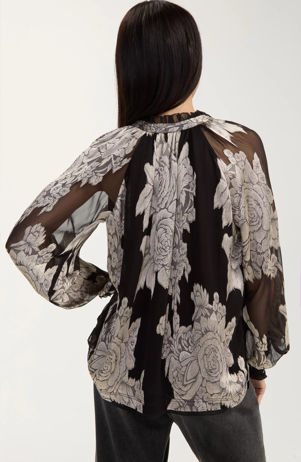 Liverpool Long Sleeve Woven Top W/ Ties