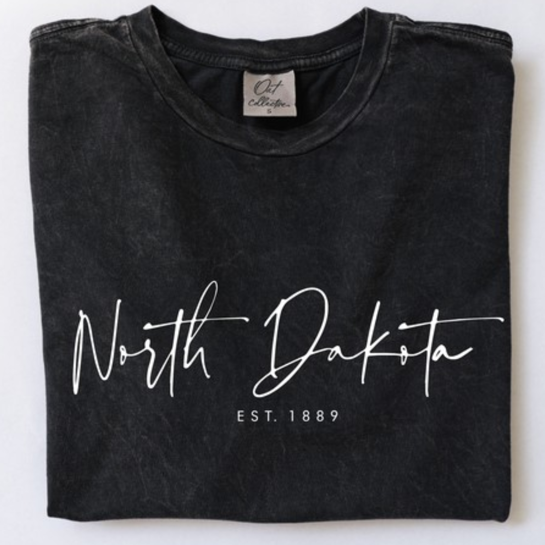 North Dakota est. 1889 Mineral Washed Graphic T-Shirt