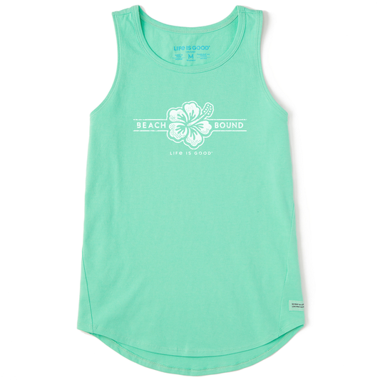 Life is Good Women's Beach Bound Sleeveless High-Low Crusher Tank (Spearmint Green)