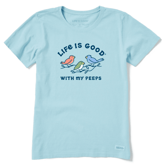 Life is Good Women's Bluebird Peeps Short Sleeve Tee (Beach Blue)