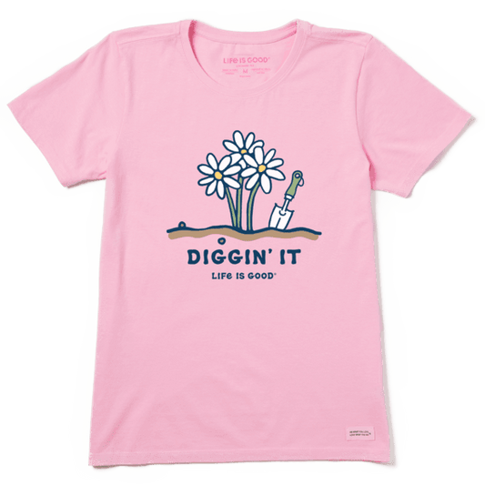 Life is Good Women's Diggin' It Crusher Tee (Happy Pink)