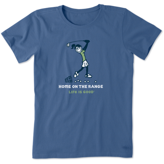 Life is Good Women's Jackie Home on the Range Crusher Tee (Vintage Blue)