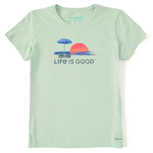 Life is Good Women's Sunset Watercolor Crusher Tee (Sage Green)