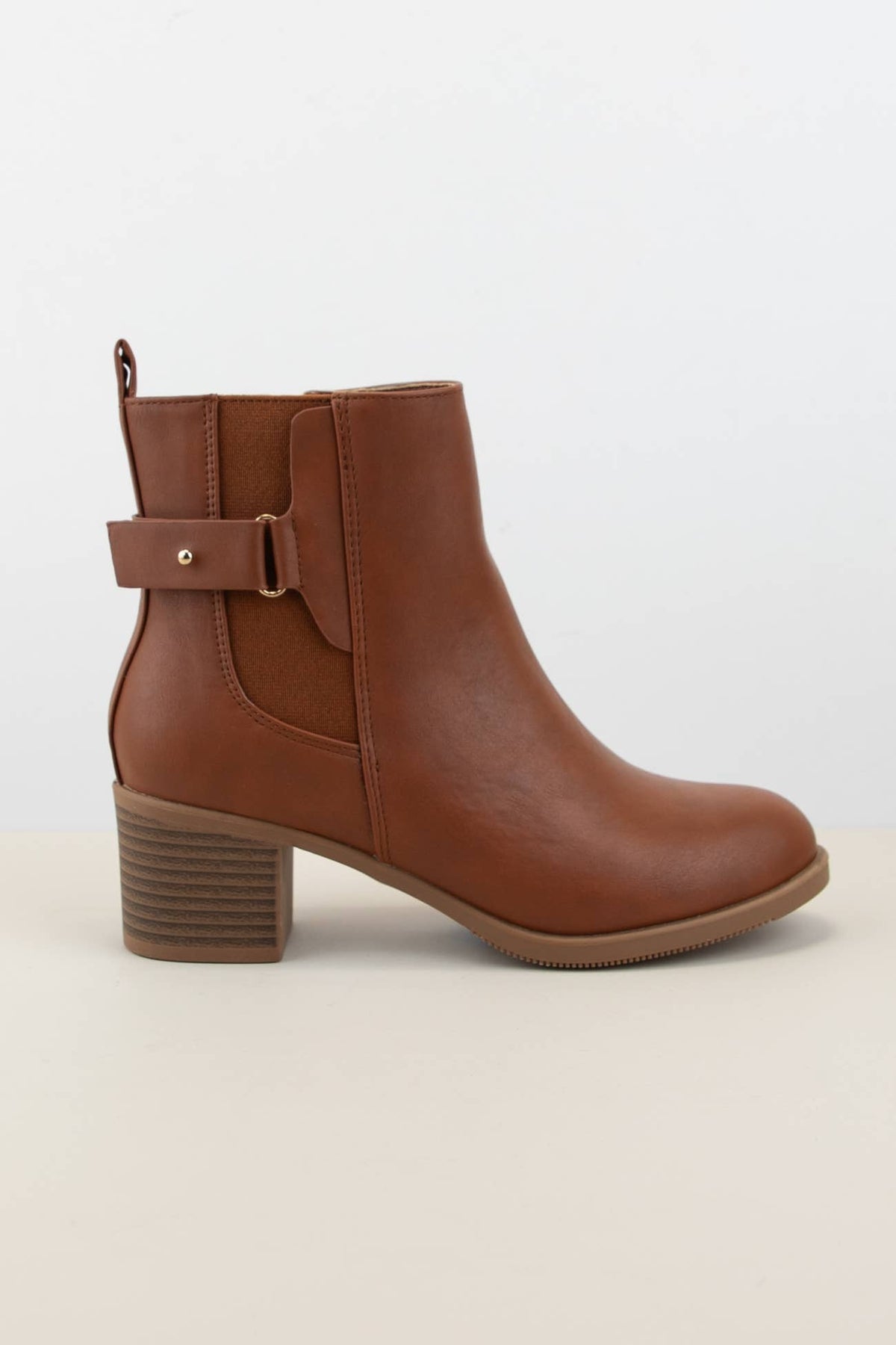 Chelsea Almond Toe Ankle Buckle Strap Boots