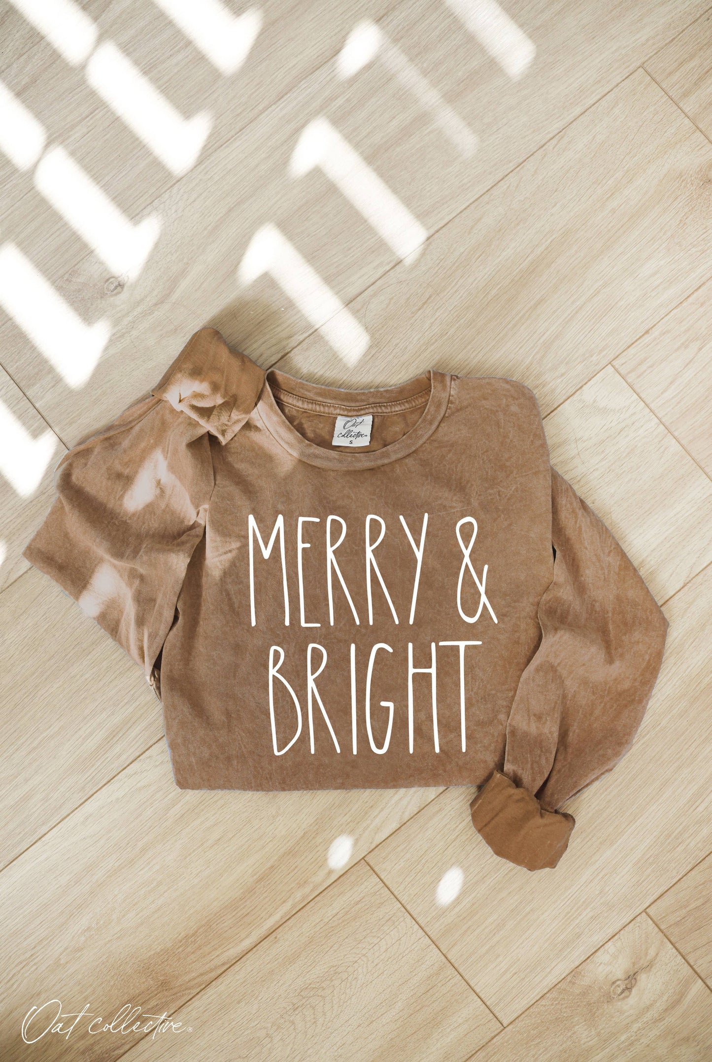 Merry and Bright Mineral Washed Long Sleeve Graphic Tee