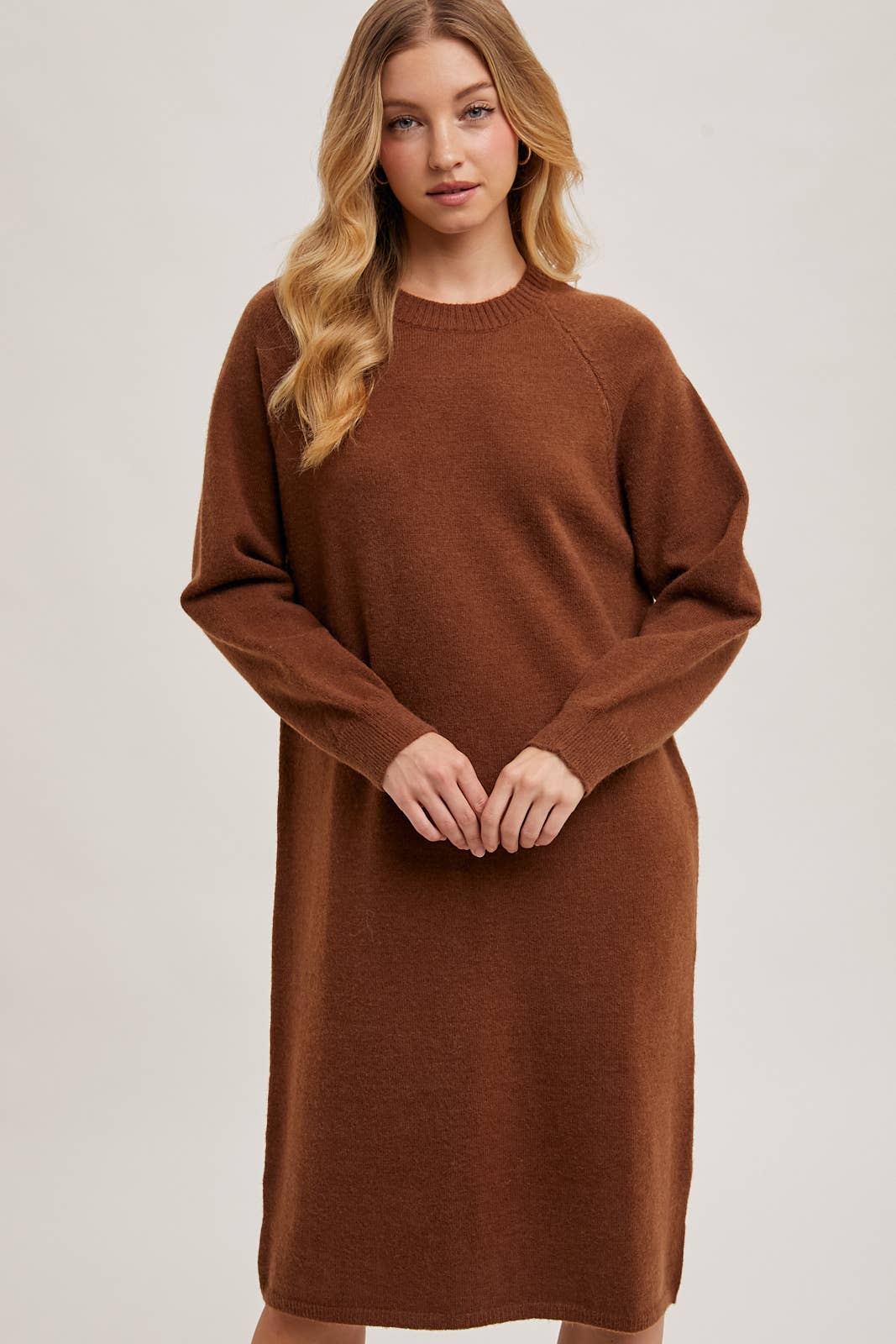 Basic Knit Sweater Midi Dress (Beige)