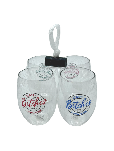 Classy Bitches Unbreakable Tritan Plastic Wine Glasses