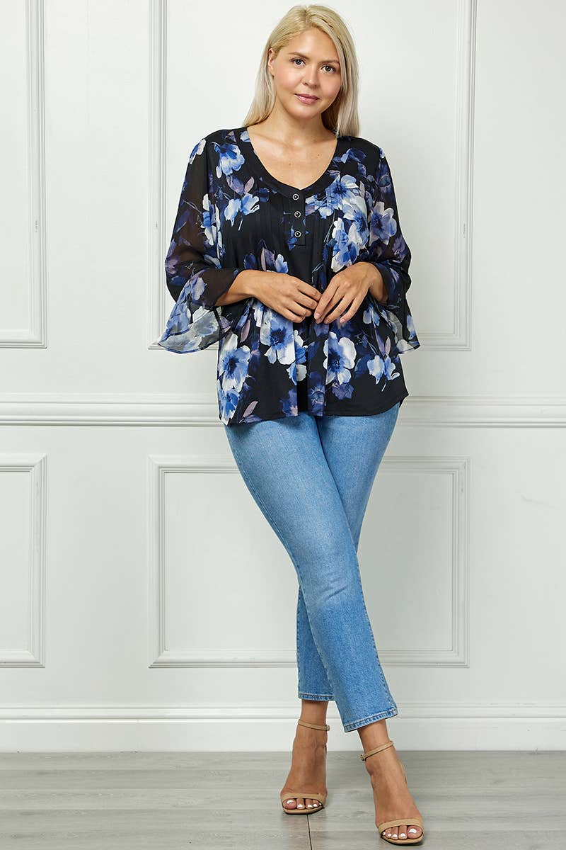 Plus Size Bloom Grace Pleated Blouse