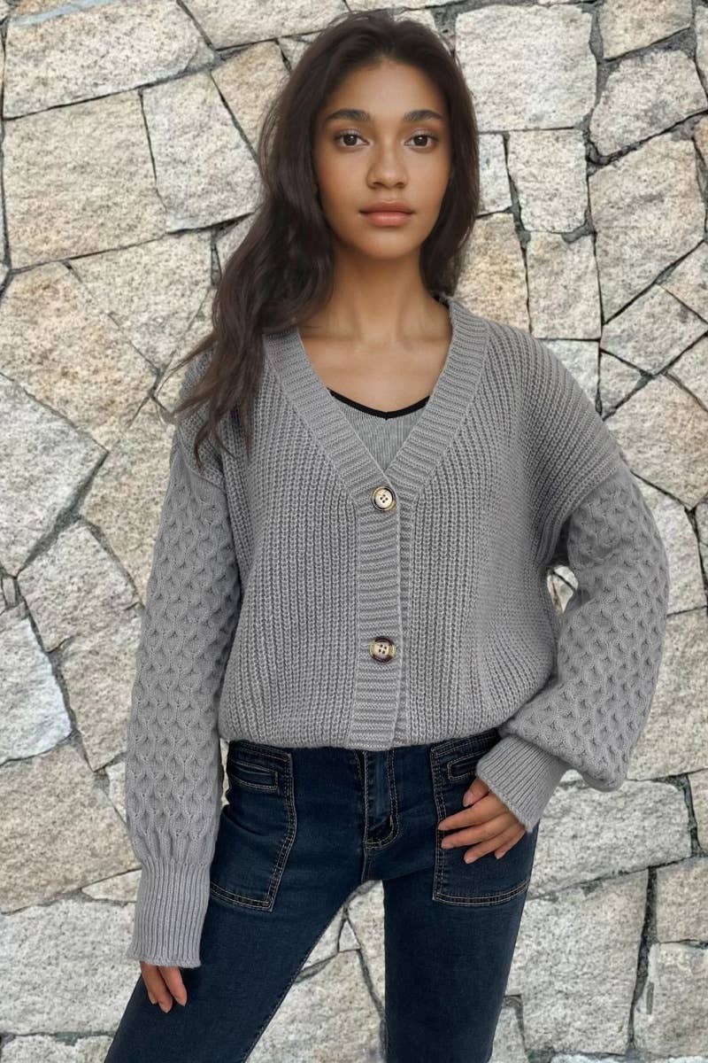 Vintage V-Neck Long Sleeve Cardigan Sweater