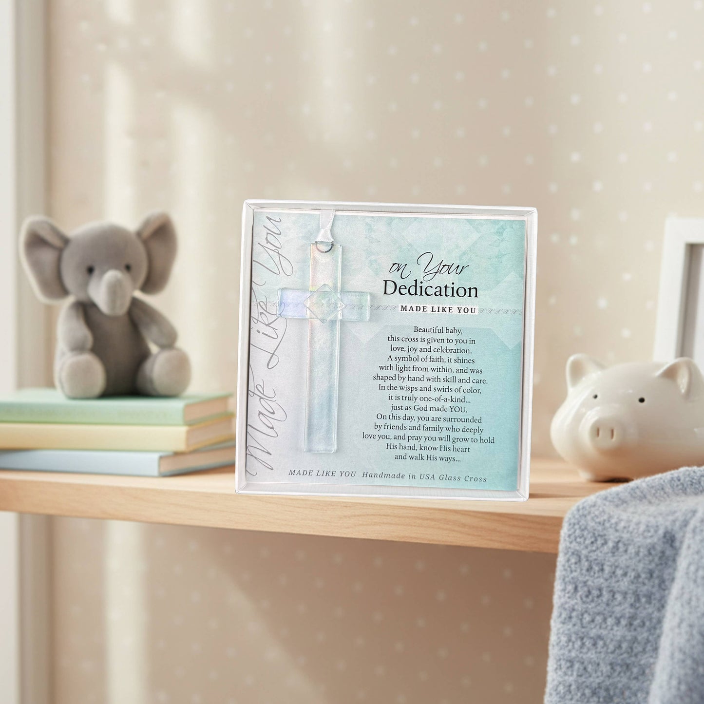 Baby Dedication Gift USA Handmade Clear Glass Cross