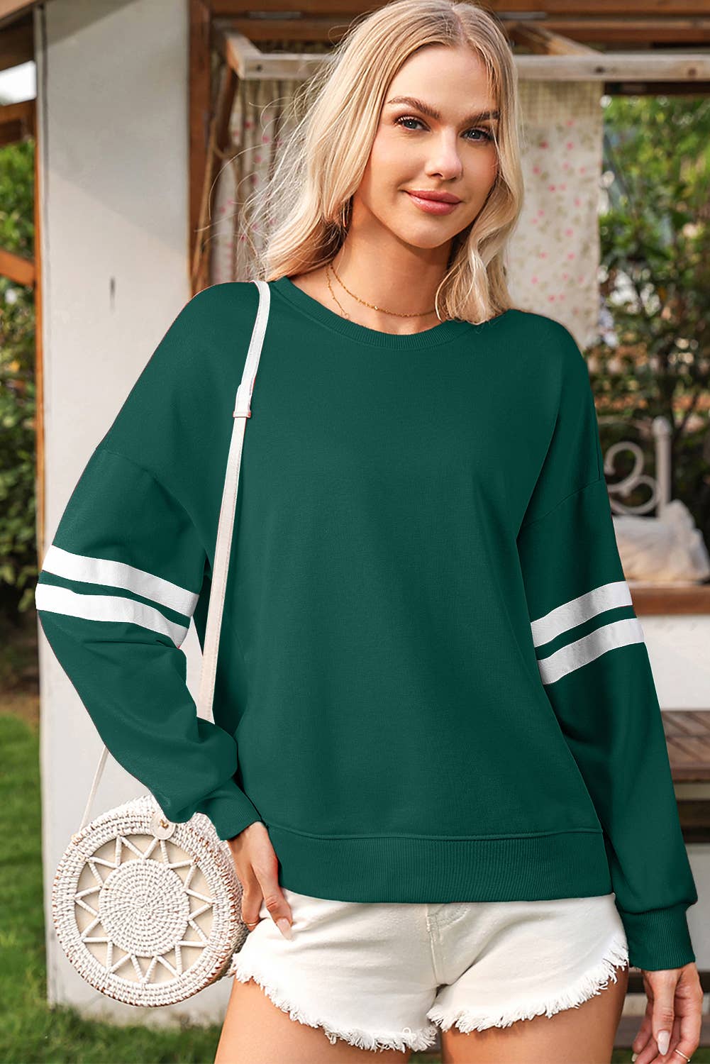 Varsity Stripe Drop Shoulder Oversize Sweatshirt