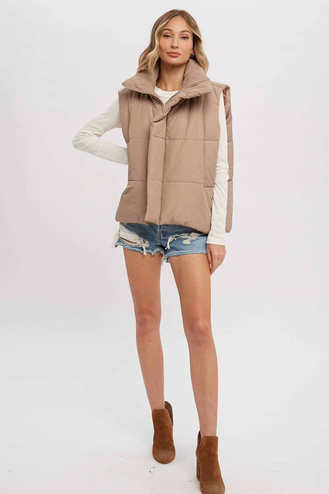 Oversized Puffer Vest (Mocha)